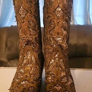 Corral womens sz 9 brown glitter cowgirl boots